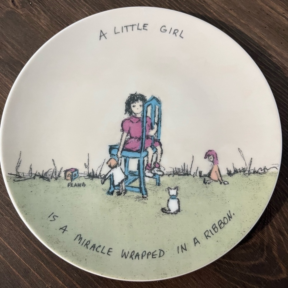 FLAVIA WEEDN DECORATIVE PLATE 'A LITTLE GIRL IS A MIRACLE WRAPPED IN A RIBBON’